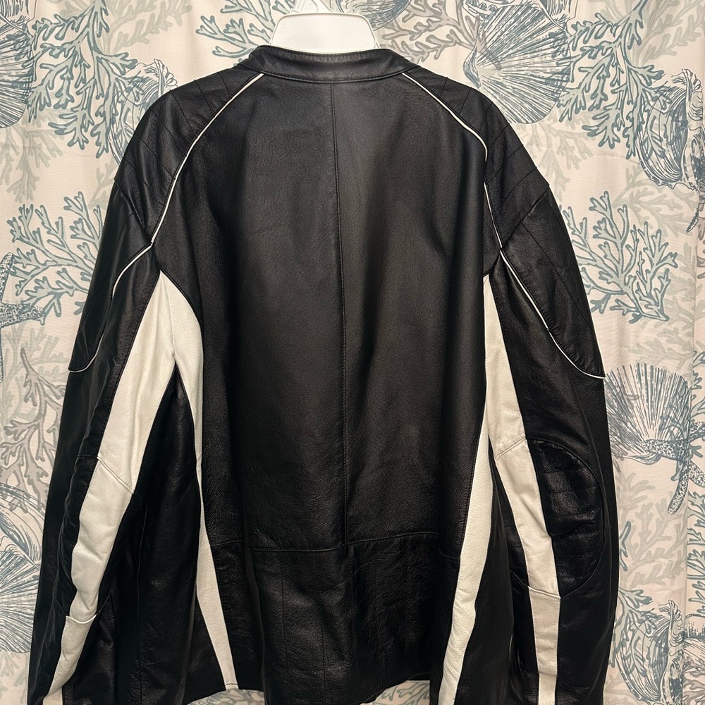 Vintage Black White WILSONS LEATHER Moto Cafe Racer Jacket Men’s XL - Picture 5 of 10